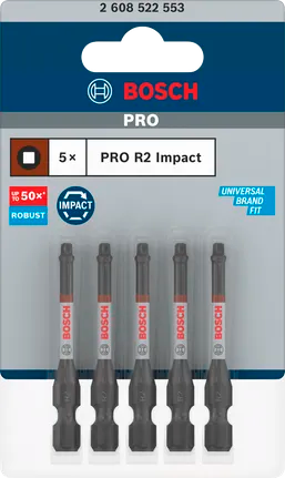Bosch PRO Robertson Slagschroefbits – R2, 55 mm (5 stuks)