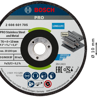 Bosch PRO Stainless Steel and Metal Bonded Grinding Disc 76 x 4 x 10 mm