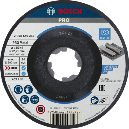 Bosch PRO Metal Bonded Grinding Disc A 24 P BF – 115 x 6 x 22.23 mm (X-LOCK)