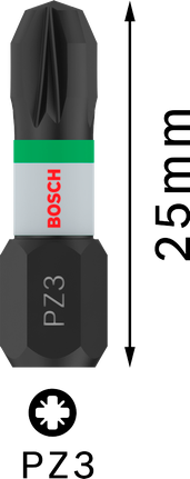 Bosch PRO Pozidriv Impact Bit Set PZ3 – 25 mm (2-delig)