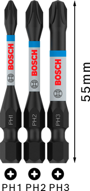 Bit PH1-PH3 - 55 mm - 3st