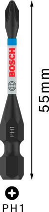 Bosch PRO Phillips Slagschroefbit PH1, 55 mm (2-delig)