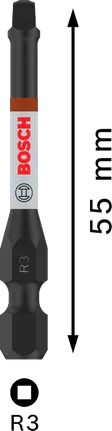Bosch PRO Robertson Slagschroefbits – R3, 55 mm (2 stuks)