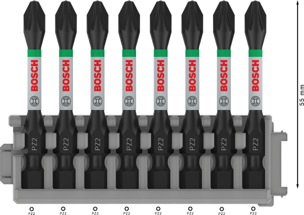 Bosch PRO Pozidriv Impact Bit Set PZ2 – 55 mm (8-delig)
