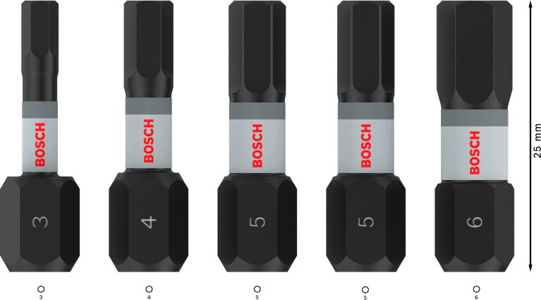 Bosch PRO H Impact Bits Set (H3-H6, 25 mm, 5-delig