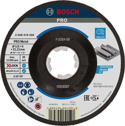 Bosch PRO Metal Bonded Grinding Disc 115 x 6 x 22.23 mm (X-LOCK)
