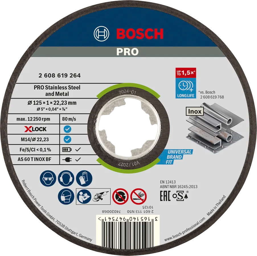 Bosch PRO Stainless Steel &amp; Metal X-Lock Doorslijpschijf 115×1×22,23 mm, AS 60 T INOX BF