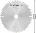 &nbsp;Bosch PRO Wood cirkelzaagblad, 254 x 3,2 x 30 mm, T60