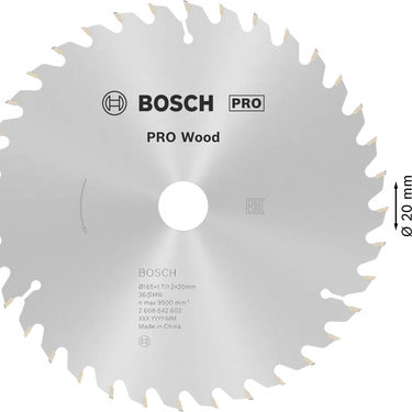 Zaagblad Wood - 165 mm x 20 mm x 36T