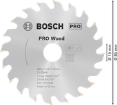 Bosch PRO Wood cirkelzaagblad, 85 x 1,1 x 15 mm