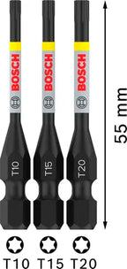 PRO T Impact bits T10 / T15 / T20, 55 mm