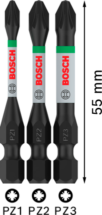 Bosch PRO Pozidriv Impact Bit Set PZ1-PZ3 – 55 mm (3-delig)