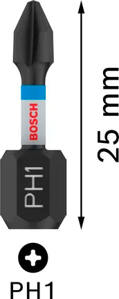 Bosch PRO Phillips Slagschroefbit PH1, 25 mm (2-delig)
