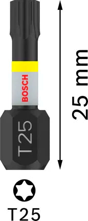 PRO Torx slagschroefbit, T25, 25 mm, 2-delig