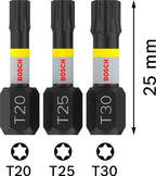PRO T Impact schroefbit, T20 x 25, T25 x 25, T30 x 25 mm, 3-delig