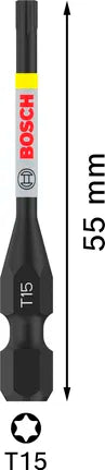 PRO Torx slagschroefbit, T15, 55 mm, 2-delig