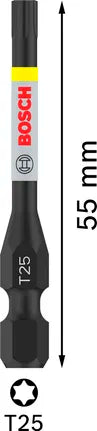 PRO Torx Slagschroefbit, T25, 55 mm, 2-Delig