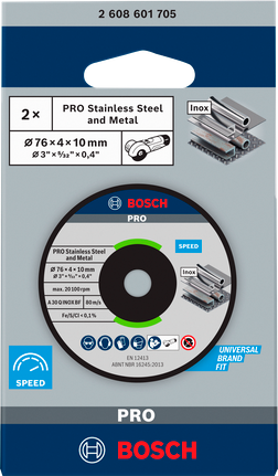 Bosch PRO Stainless Steel and Metal Bonded Grinding Disc 76 x 4 x 10 mm