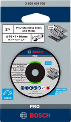 Bosch PRO Stainless Steel and Metal Bonded Grinding Disc 76 x 4 x 10 mm