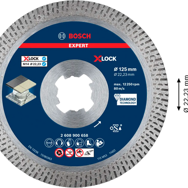 EXPERT HardCeramic X-LOCK Diamantdoorslijpschijf 125 x 22,23 x 1,4 x 10 mm