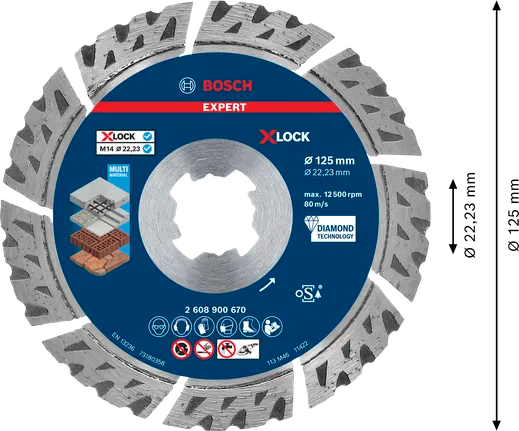 EXPERT MultiMaterial X-LOCK Diamantdoorslijpschijf 125 x 22,23 x 2,4 x 12 mm