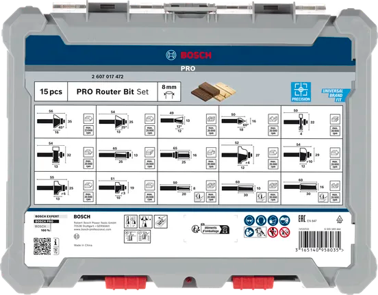 Bosch PRO Gemengde Frezenset – 15-delig