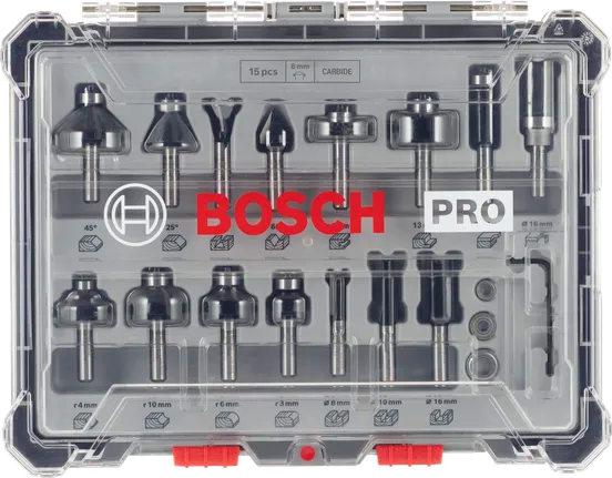 Bosch PRO Gemengde Frezenset – 15-delig
