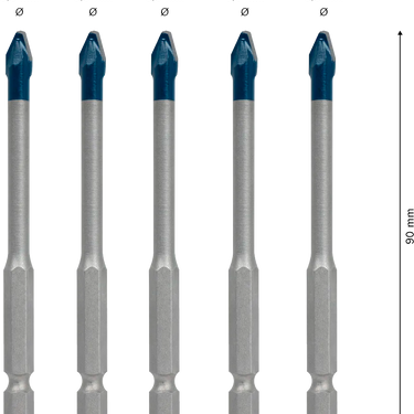 EXPERT HEX-9 Hard Ceramic Boorset 6 mm, 90 mm (5 stuks)