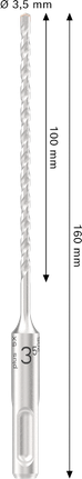 PRO SDS plus-5X Hamerboor, 3,5 x 100 x 160 mm