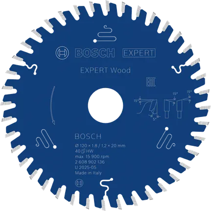 EXPERT Wood Cirkelzaagblad 120 x 1,8/1,2 x 20 mm T40