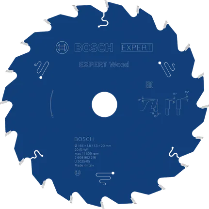 EXPERT Wood Cirkelzaagblad 165 x 1,8/1,3 x 20 mm T20