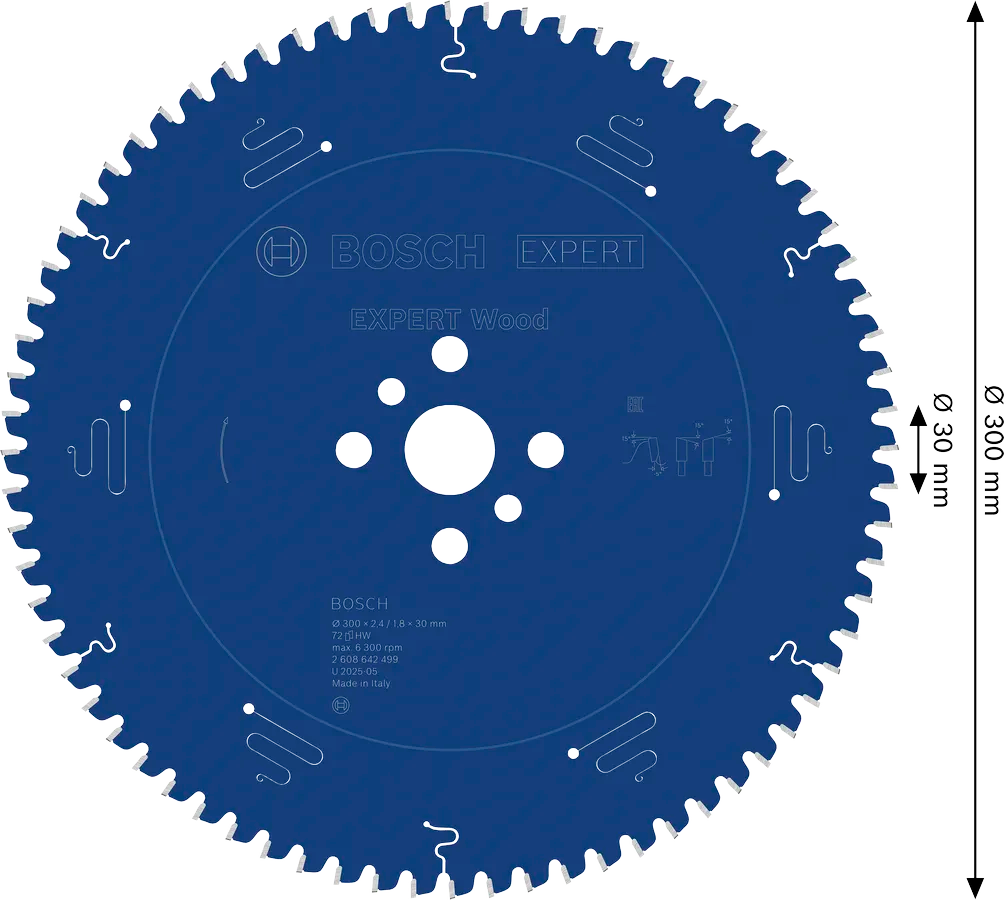 Bosch EXPERT Wood cirkelzaagblad, 300 x 2,4/1,8 x 30 mm, T72