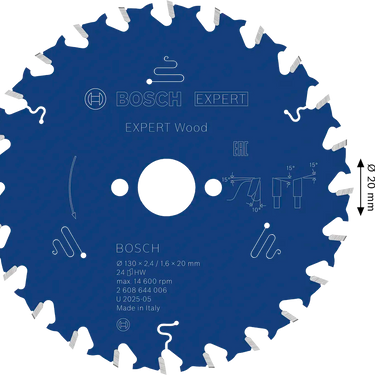 Zaagblad Hout - 130 mm x 20 mm x 24T
