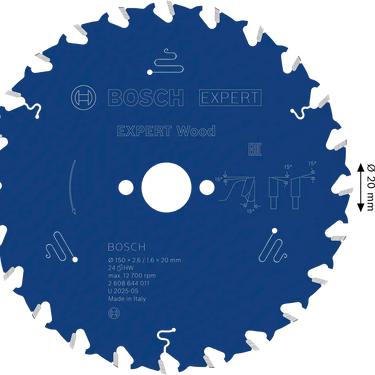 Zaagblad Hout - 150 mm x 20 mm x 24T