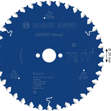 Zaagblad Hout - 160 mm x 20 mm x 36T