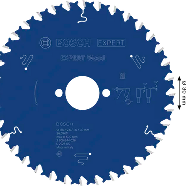 Zaagblad Hout - 165 mm x 30 mm x 36T