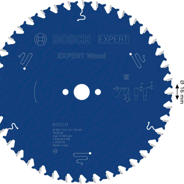 Zaagblad Hout - 184 mm x 16 mm x 40T