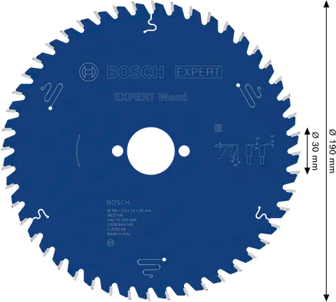 EXPERT Wood Cirkelzaagblad 190 x 2,6/1,6 x 30 mm T48