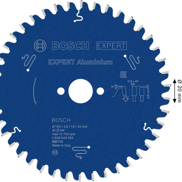 Zaagblad Aluminium - 150 mm x 20 mm x 42T