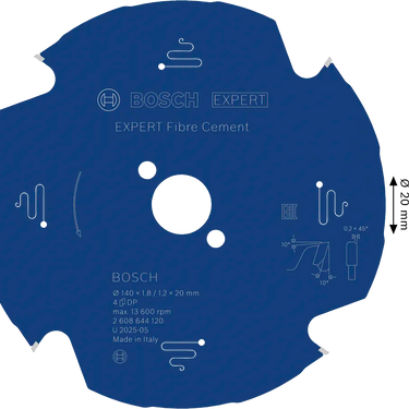 Zaagblad Fibre Cement - 140 mm x 20 mm x 4T