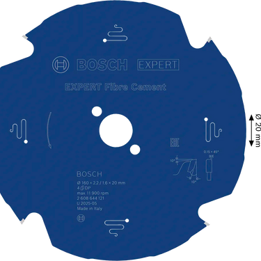 Zaagblad Fibre Cement - 160 mm x 20 mm x 4T