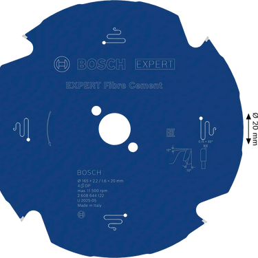 Zaagblad Fibre Cement - 165 mm x 20 mm x 4T