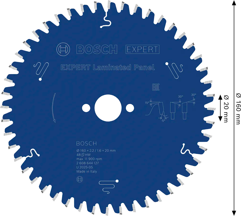 Bosch EXPERT Laminated Panel cirkelzaagblad, 160 x 2,2/1,6 x 20 mm