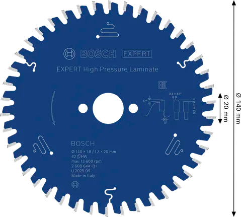 EXPERT High Pressure Laminate Cirkelzaagblad 140 x 1,8/1,3 x 20 mm