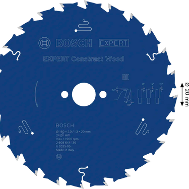 Zaagblad Hout - 160 mm x 20 mm x 24T