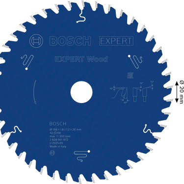Zaagblad Hout - 168 mm x 20 mm x 42T