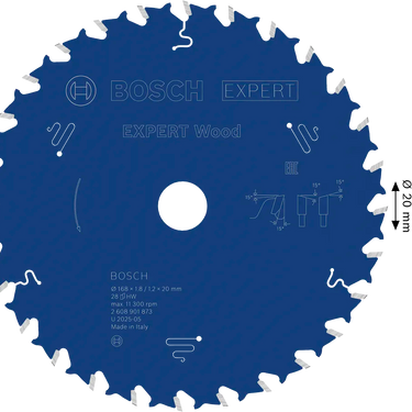 Zaagblad Hout - 168 mm x 20 mm x 28T