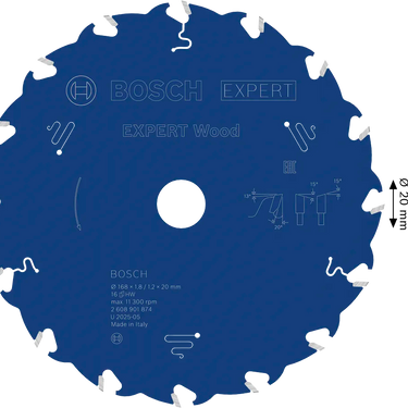 Zaagblad Hout - 168 mm x 20 mm x 16T
