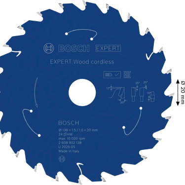 Zaagblad Hout - 136 mm x 20 mm x 24T
