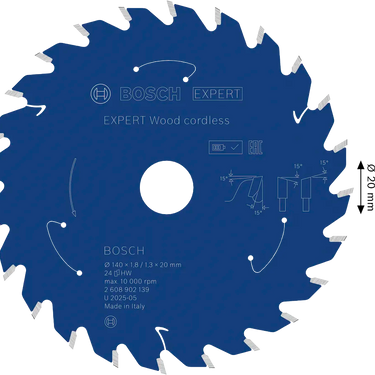 Zaagblad Hout - 140 mm x 20 mm x 24T